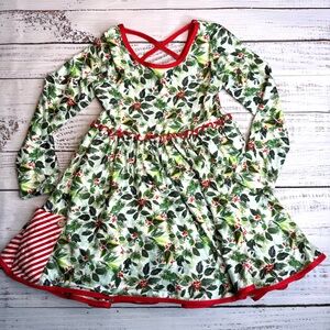 Cheeky Plum Holly Christmas twirl dress 5T